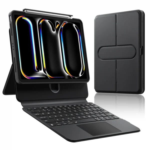 iFacemall black Stylish Keyboard Case with Foldable Stand Slide Rails for iPad 9th/8th/7th Gen 10.2inch (2021/2020/2019)