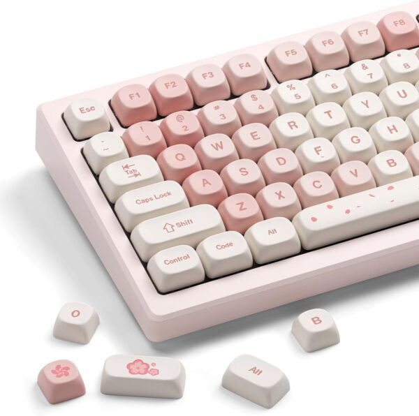 Pink Cute PBT Keycaps, MOA Profile Key caps 60 65 75 100 Percent, Dye-Sublimation, Custom 142 Keys Set for 100%, 75%, 65%, 60% Mechanical Keyboard