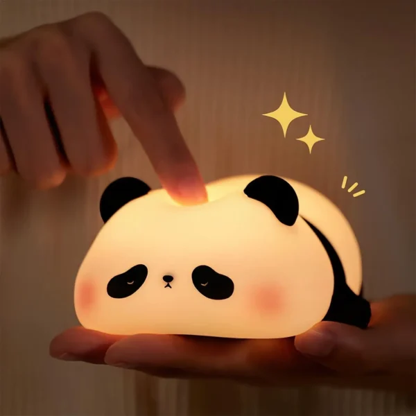 LED Night Light Cute Panda Cartoon Animals Silicone Lamp USB Rechargeable Timing Sleeping Lamp Bedroom Decoration for Children